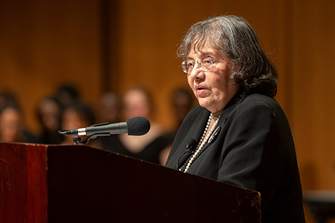 Diane Nash during Northwestern’s commemoration of the late civil rights leader Martin Luther King Jr.
