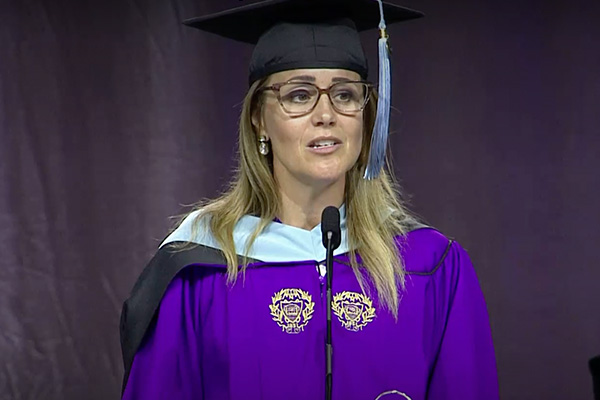 graduate student speaker Sarah Futa.