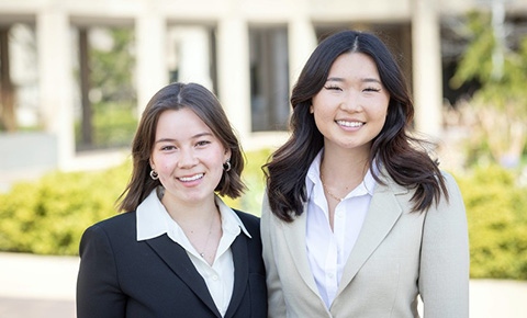 Headshots of Truman Scholarship Winners Anna Dellit and Kaylyn Ahn   Em: I read the backgrounder but still not clear on whether I should be describing facial features, clothing, race, hair color and length etc. It may be relevant to some people that one person is Asian; others may be offended we call it out.